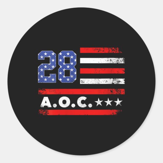 Womens AOC 2028 A.O.C. 2028 voor President Amerika Ronde Sticker (Voorkant)