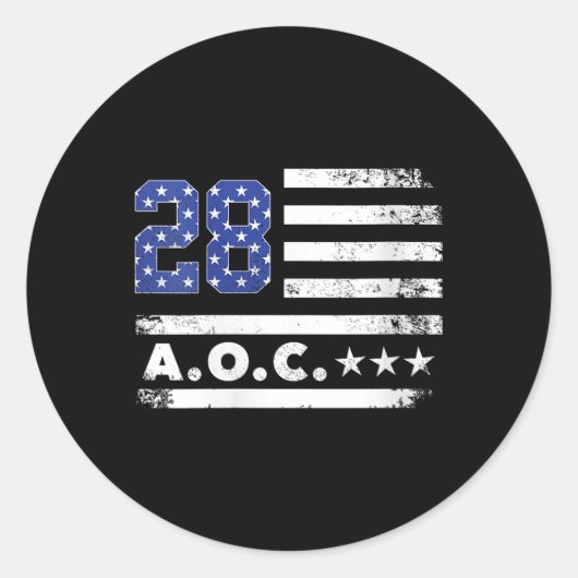 Womens AOC 2028 A.O.C. 2028 voor President Amerika Ronde Sticker (Voorkant)