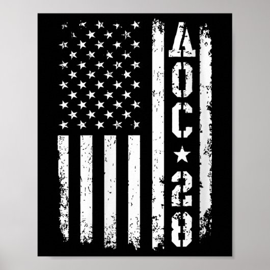 Womens AOC 2028 Amerikaanse vlag V-hals Poster (Voorkant)