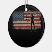 Womens Archery Player Crossbow American Flag Keramisch Ornament (Links)