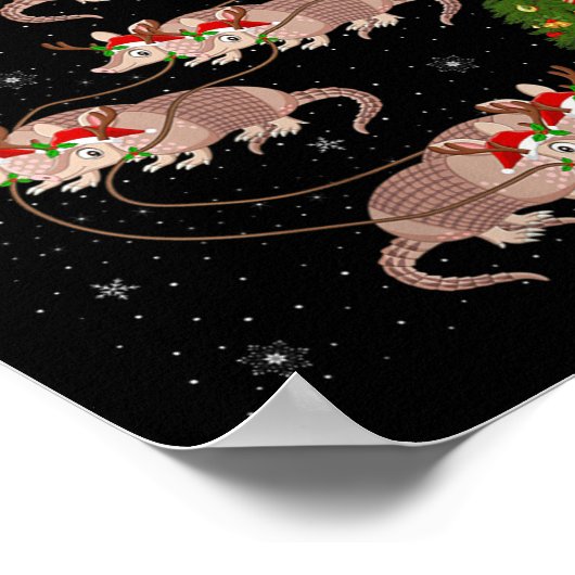 Womens Armadillo Santa Sleigh Flying Funny Magical Poster (Hoek)