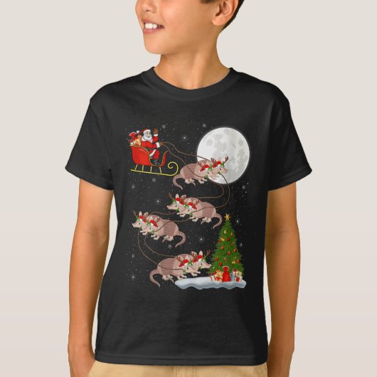 Womens Armadillo Santa Sleigh Flying Funny Magical T-shirt (Voorkant)