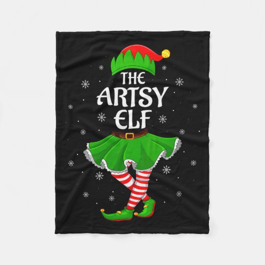 Womens Artsy Elf Christmas Family Girls Women Elf  Fleece Deken (Voorkant)