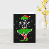 Womens Artsy Elf Christmas Family Girls Women Elf  Kaart (Gele Bloem)