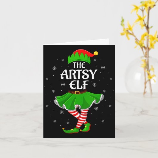 Womens Artsy Elf Christmas Family Girls Women Elf  Kaart (Gele Bloem)