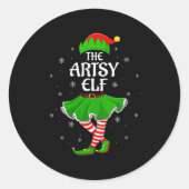 Womens Artsy Elf Christmas Family Girls Women Elf  Ronde Sticker (Voorkant)