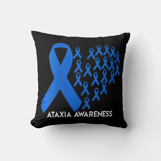 Womens Ataxia Awareness blue ribbon Gift V-Neck T- Kussen (Voorkant)