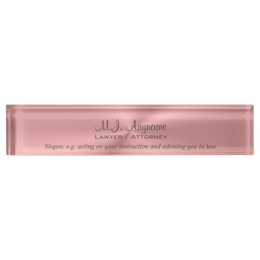 Womens Attorney Luxury roze met slogan Naambordje (Voorkant)