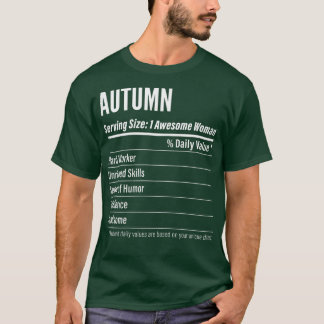 Womens Autumn Gift, Nutritionele Feiten die groot  T-shirt