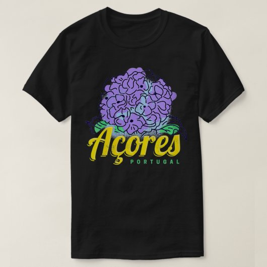 Womens Azores Hydrangea Flower Island Portugal Vin T-shirt (Design voorkant)