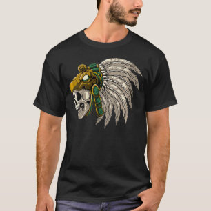 Womens Aztec Inca Maya Culture Art Skull Warrior T-shirt