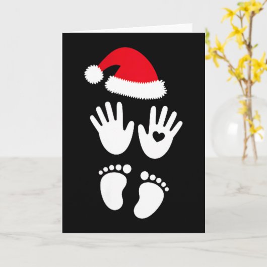 Womens Baby Bump First Christmas  Kaart (Gele Bloem)