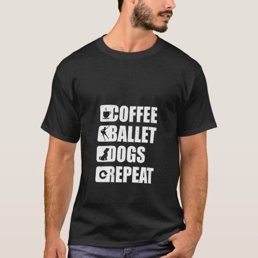 Womens Ballet Coffee Dogs DansGift Tutu Baller T-shirt (Voorkant)