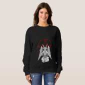 Womens Baphomet Praying Demon Satanic Lucifer Bee Trui (Voorkant volledig)