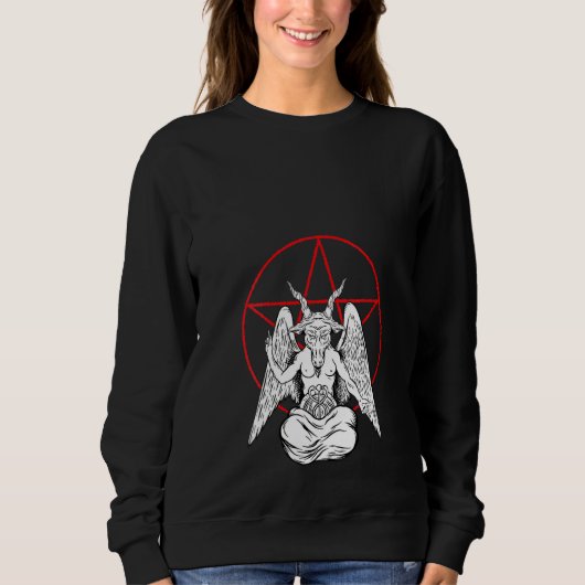 Womens Baphomet Praying Demon Satanic Lucifer Bee Trui (Voorkant)