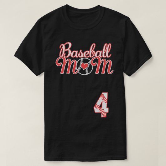 Womens Baseball Ma Moederdag #4 Baseball Playe T-shirt (Design voorkant)