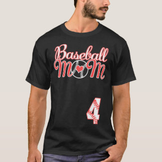 Womens Baseball Ma Moederdag #4 Baseball Playe T-shirt