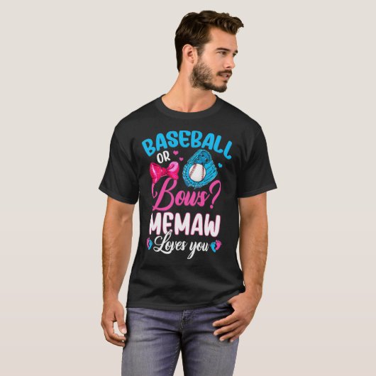 Womens Baseball of bows Memaw houdt van je sekse R T-shirt (Voorkant volledig)