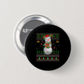 Womens Baseball Snowman Ugly Christmas Sweaters Sr Ronde Button 5,7 Cm (Voorkant /achterkant)
