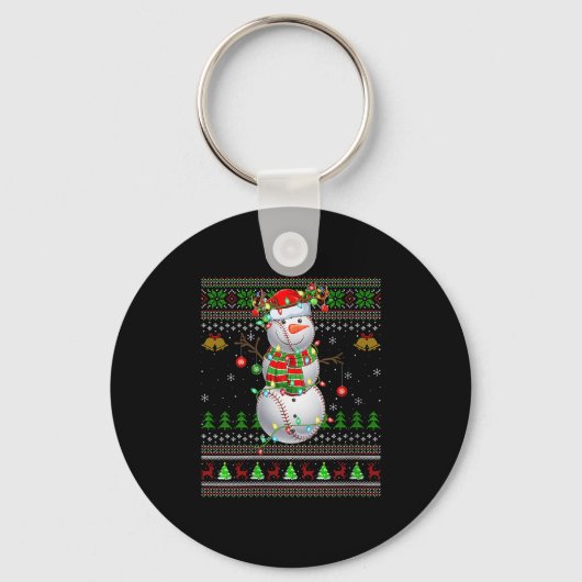 Womens Baseball Snowman Ugly Christmas Sweaters Sr Sleutelhanger (Voorkant)