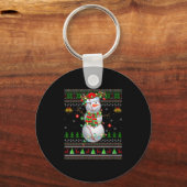 Womens Baseball Snowman Ugly Christmas Sweaters Sr Sleutelhanger (Voorkant)