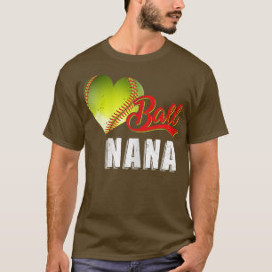 Womens Baseball Softball Ball Heart Nana Funny Mot T-shirt