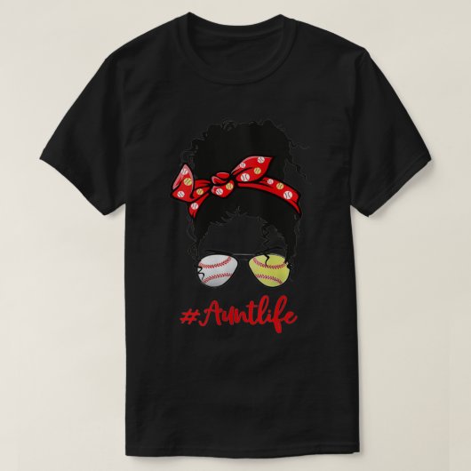 Womens Baseball tante AuntLife Softball Baller Tun T-shirt (Design voorkant)