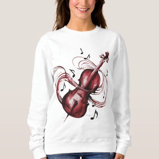 Women's basic abstract violin sweatshirt (Voorkant)