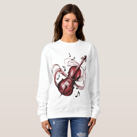 Women's basic abstract violin sweatshirt (Voorkant volledig)