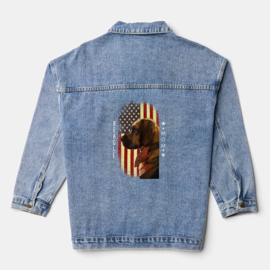 Womens Beagle Mam American Flag Patriotic Beagle Denim Jacket (Achterkant)