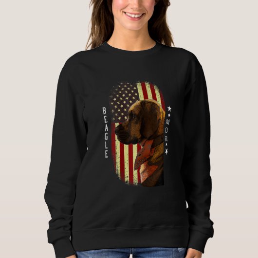 Womens Beagle Mam American Flag Patriotic Beagle Trui (Voorkant)