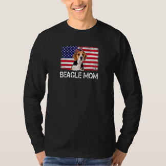 Womens Beagle Moeder US vlag 4th of July Patriotti T-shirt