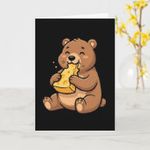 Womens Bear Eating Cheese Kaart (Gele Bloem)