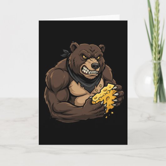 Womens Bear Eating Cheese Kaart (Voorkant)