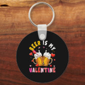 Women's Beer Is My Valentine Hearts Matching Drink Sleutelhanger (Voorkant)