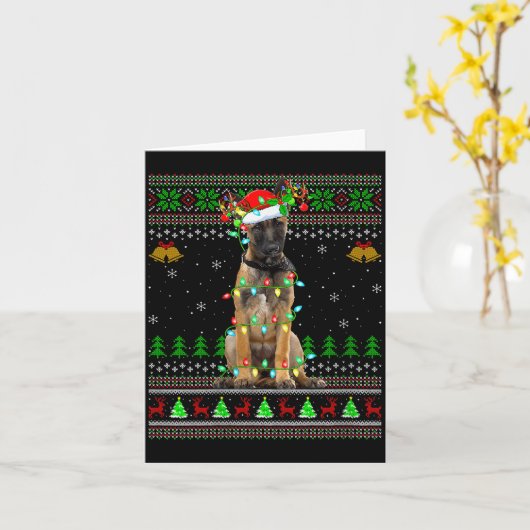 Womens Belgian Malinois Dog Ugly Christmas Sweater Kaart (Gele Bloem)