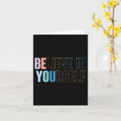 Womens Believe In Yourself Motivational Quote Insr Kaart (Gele Bloem)