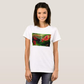 Womens bella ringer shirt met een kolibrie (Voorkant volledig)