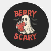 Womens Berry Y Cute Ghost Strawberry Halloween Pun Ronde Sticker (Voorkant)