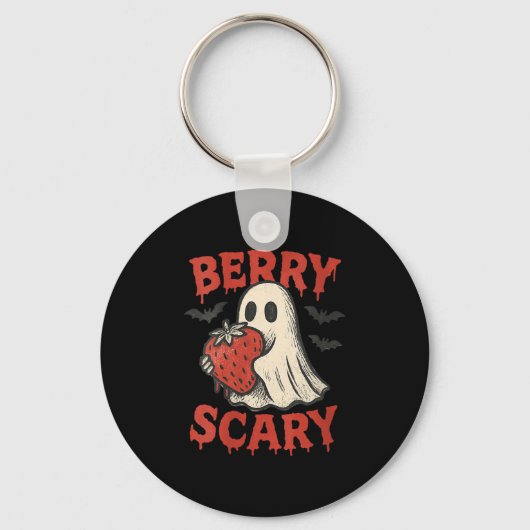 Womens Berry Y Cute Ghost Strawberry Halloween Pun Sleutelhanger (Voorkant)