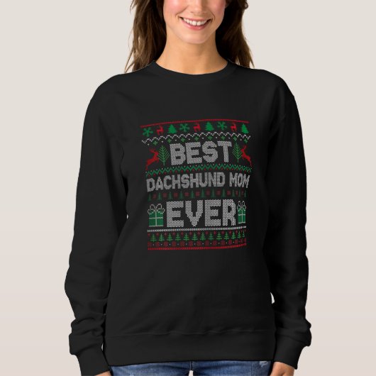 Womens Best Dachshund Mom Ever Christmas Pajamas M Trui (Voorkant)