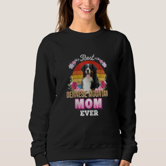 Womens Best Dog Mam Ever Bernese Mountain Floral R Trui (Voorkant)