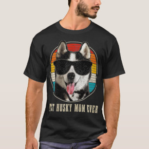 Womens Best Husky Mam Ever Zonnebril Funny Vintag T-shirt