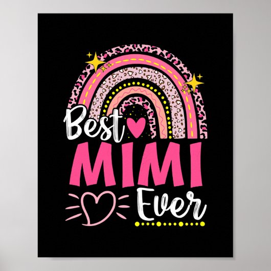 Womens Best Mimi Ever Leopard Rainbow New Grandma Poster (Voorkant)