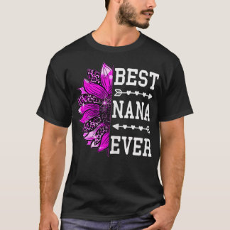 Womens Best Nana Ever Moederdag Sunflower Leop T-shirt