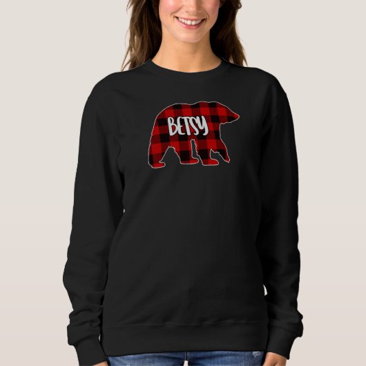 Womens Betsy Beer Custom Red Buffalo Play Christm Trui (Voorkant)