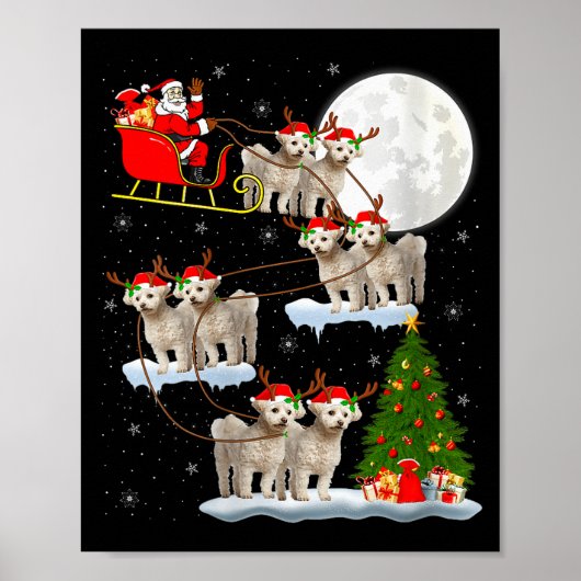 Womens Bichon Frise Dog Santa Sleigh Flying Funny  Poster (Voorkant)