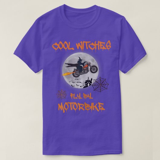 Womens Biker Lady, Cool witches fly by motorbike,  T-shirt (Design voorkant)
