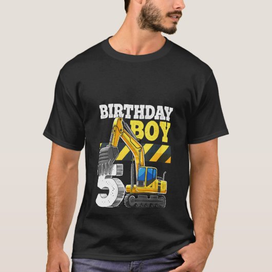 Womens Birthday Boy 5th Birthday Excavator Constru T-shirt (Voorkant)