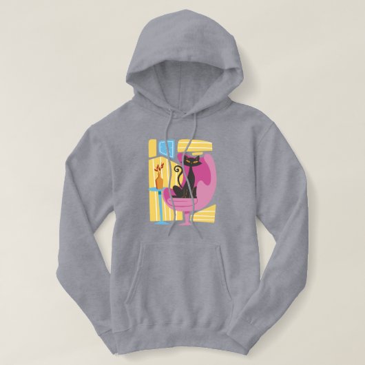 Women's Black Cat Abstract  Hoodie (Design voorkant)